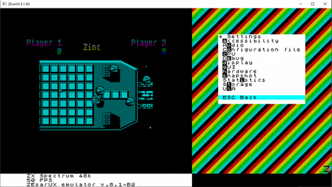 ZX Spectrum ZEsarUX GUI and Uridium