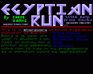 Amiga GameBase Egyptian_Run Chris_Hames 1987