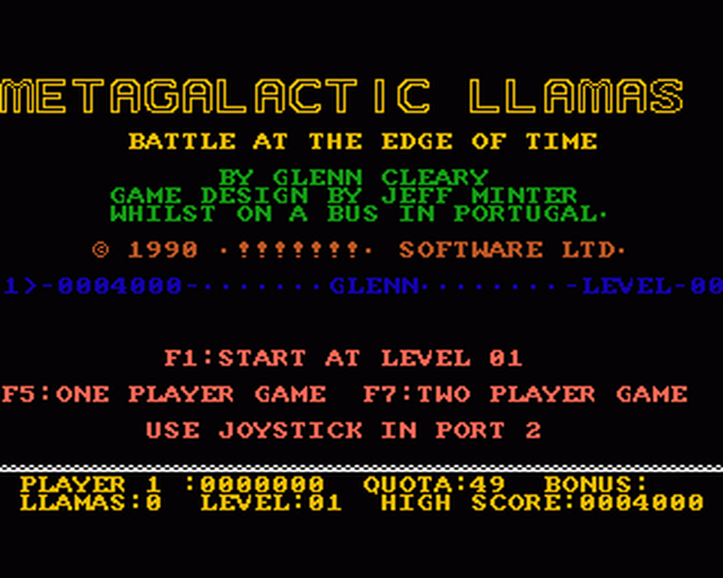 Amiga GameBase Metagalactic_Llamas_-_Battle_at_the_Edge_of_Time !!!!!!!_Software 1990