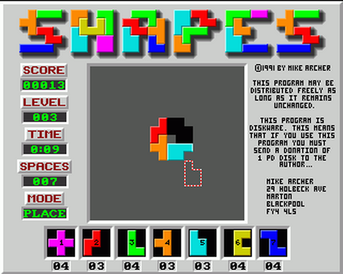 Amiga GameBase Shapes 1991