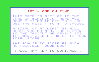 C64 GameBase 105_-_One_Oh_Five (Public_Domain) 2020
