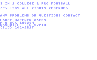 C64 GameBase 3_in_1_College_&_Pro_Football Lance_Haffner_Games 1985