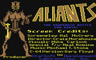 C64 GameBase Aliants_-_The_Desperate_Battle_for_Earth StarSoft 1987
