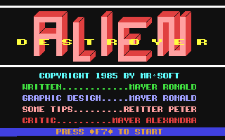 C64 GameBase Alien_Destroyer Tronic_Verlag_GmbH/Homecomputer 1985
