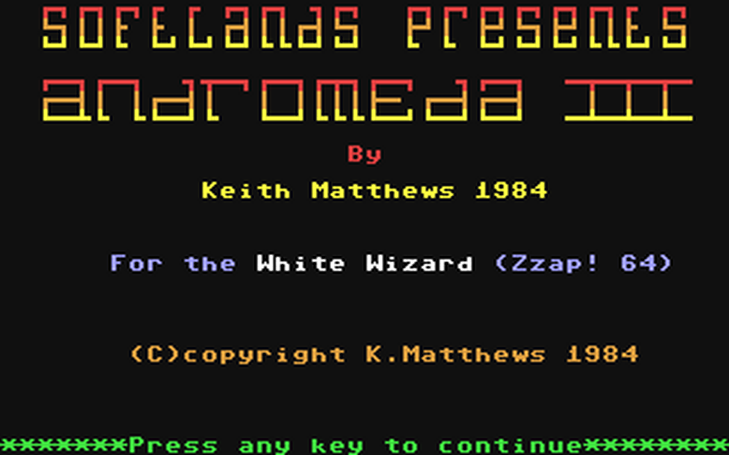 C64 GameBase Andromeda_III Softlands 1984