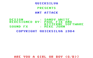 C64 GameBase Ant_Attack Argus_Press_Software_(APS)/Quicksilva 1984