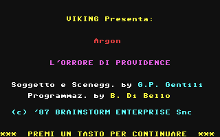 C64 GameBase Argon_-_L'Orrore_di_Providence Edizioni_Hobby/Viking 1987