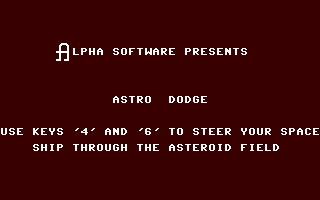 C64 GameBase Astro_Dodge Alpha_Software_Ltd. 1986