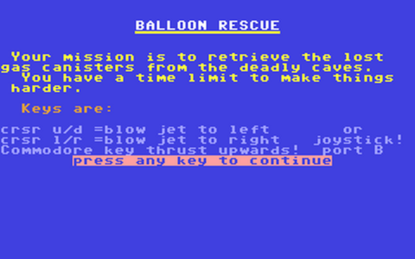 C64 GameBase Balloon_Rescue Alligata_Software 1983