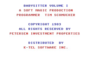 C64 GameBase Babysitter_Volume_I K-Tek/K-Tel_Software_Inc. 1983