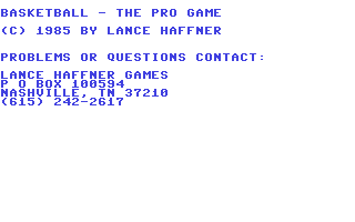 C64 GameBase Basketball_-_The_Pro_Game Lance_Haffner_Games 1985