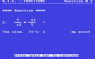C64 GameBase Beat_the_Clock_-_Fractions Commodore_Educational_Software 1982
