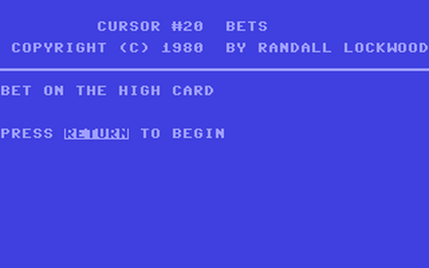 C64 GameBase Bets The_Code_Works/CURSOR 1980