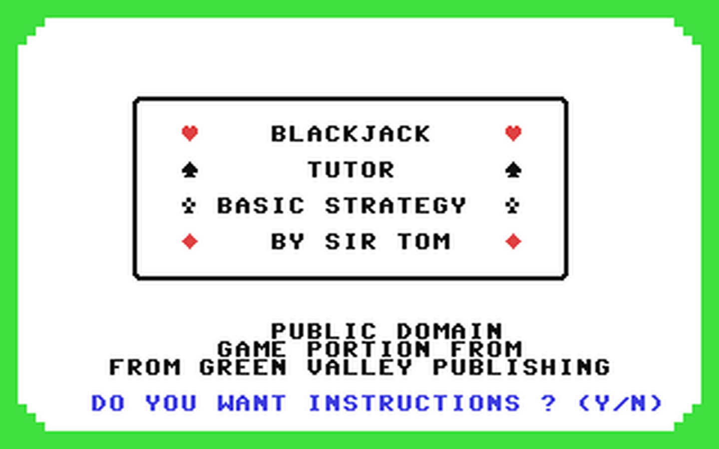 C64 GameBase Blackjack_Tutor_Basic_Strategy