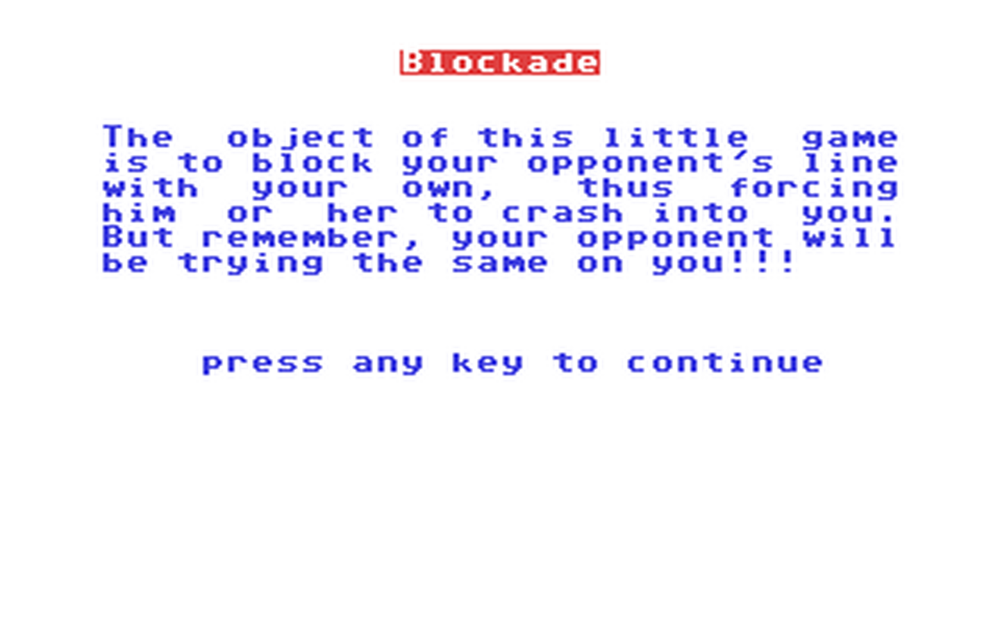C64 GameBase Blockade Hayden_Book_Company,_Inc. 1984