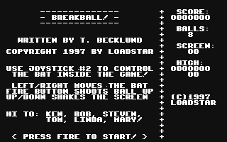 C64 GameBase Breakball! Loadstar/J_&_F_Publishing,_Inc. 1997