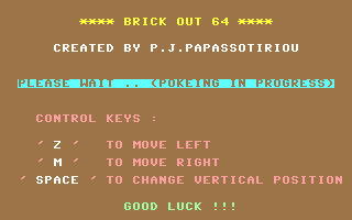 C64 GameBase Brick_Out_64 Compupress_A.E./Pixel 1987