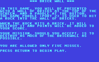 C64 GameBase Brick_Wall Datamost,_Inc. 1984