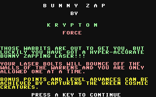 C64 GameBase Bunny_Zap Krypton_Force 1984