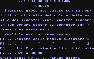 C64 GameBase Calcio Golden_Software 1985