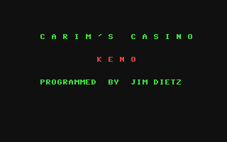 C64 GameBase Carim's_Casino_Keno (Public_Domain) 1986