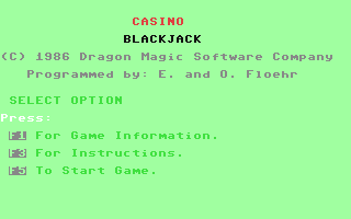 C64 GameBase Casino_Blackjack Dragon_Magic_Software 1986