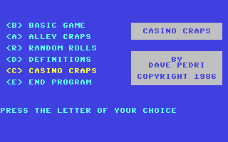 C64 GameBase Casino_Craps Casino_Software 1986