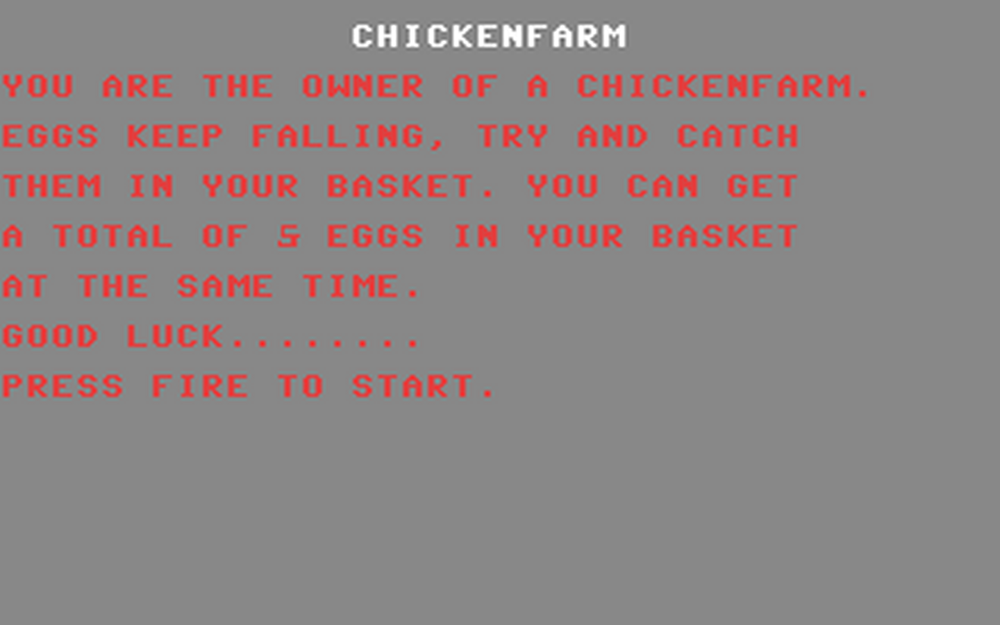 C64 GameBase Chickenfarm Robtek_Ltd. 1986