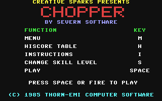 C64 GameBase Chopper Creative_Sparks_[Thorn_Emi_Computer_Software] 1985