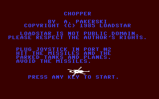 C64 GameBase Chopper Loadstar/Softalk_Production 1985