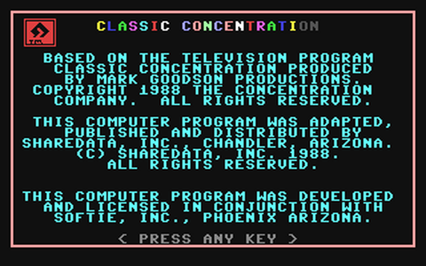 C64 GameBase Classic_Concentration ShareData,_Inc. 1988
