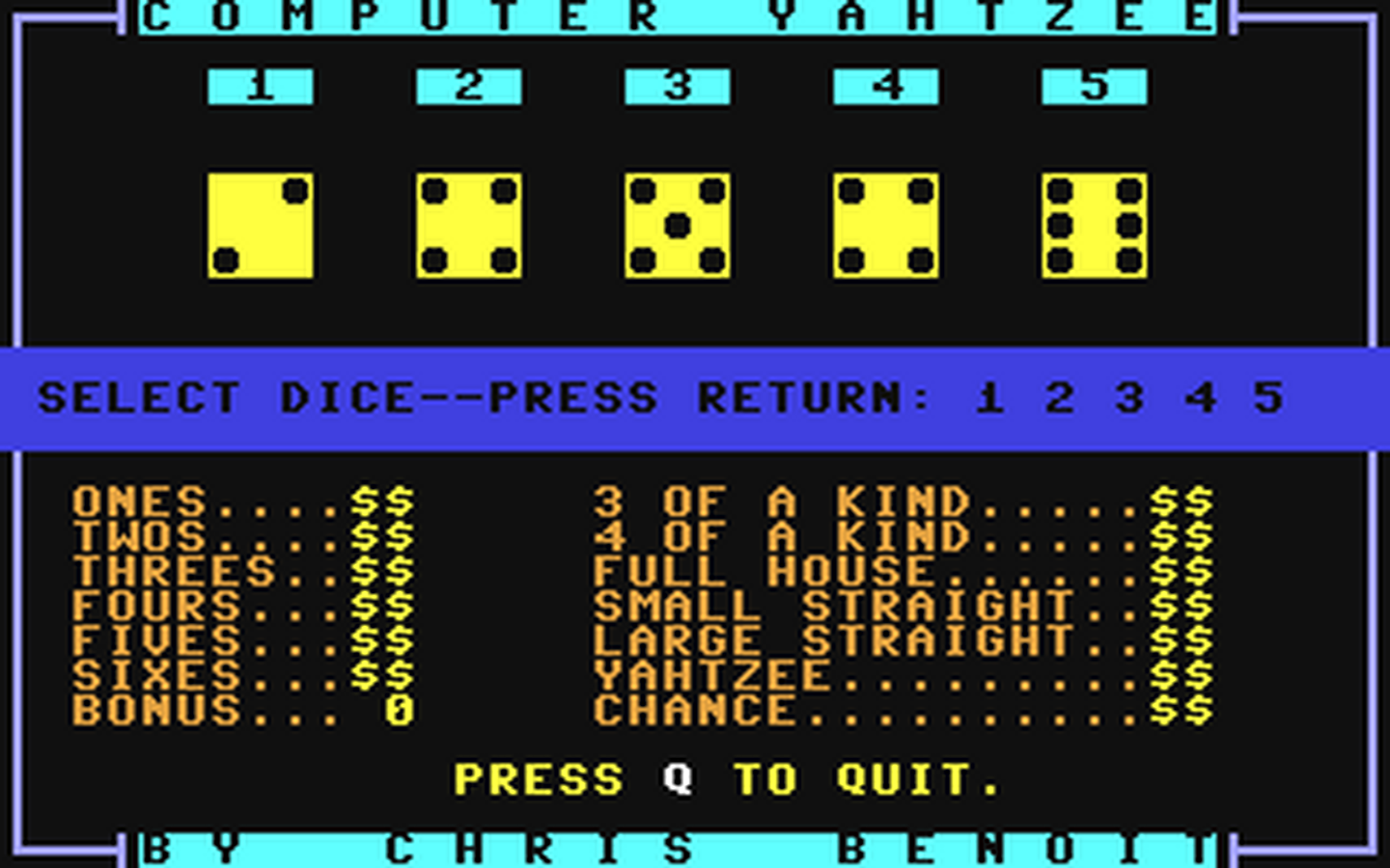 C64 GameBase Computer_Yahtzee Loadstar/Softdisk_Publishing,_Inc. 1987