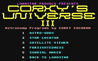 C64 GameBase Corky's_Universe_III Loadstar/J_&_F_Publishing,_Inc. 1998