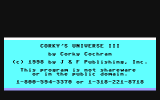 C64 GameBase Corky's_Universe_III Loadstar/J_&_F_Publishing,_Inc. 1998