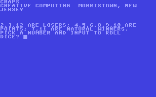 C64 GameBase Craps Creative_Computing 1978