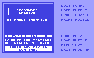 C64 GameBase Crossword_Creator COMPUTE!_Publications,_Inc./COMPUTE!'s_Gazette 1991