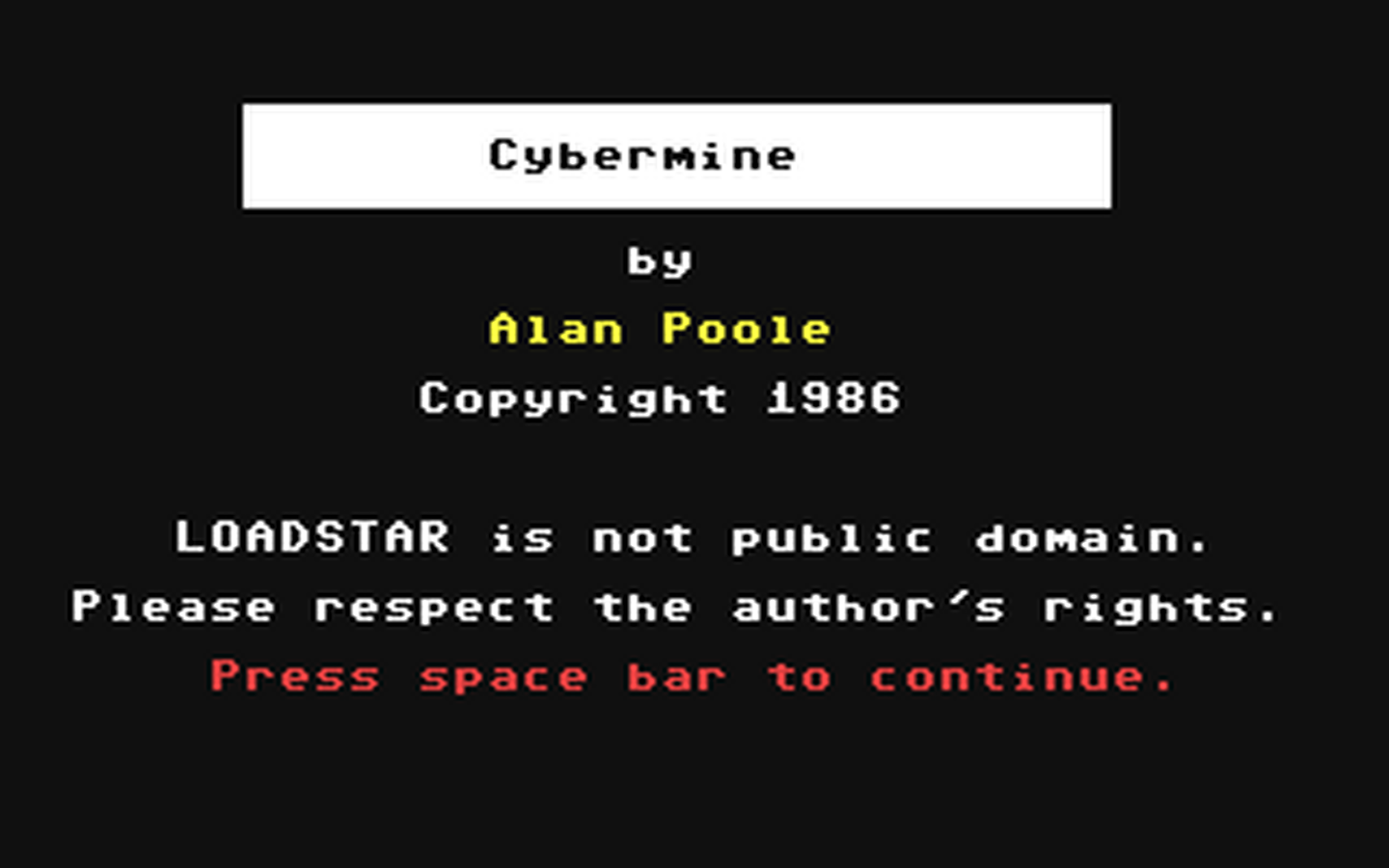 C64 GameBase Cybermine_Adventure Loadstar/Softalk_Production 1986