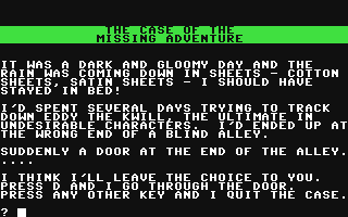 C64 GameBase Case_of_the_Missing_Adventure,_The Granada_Publishing_Ltd. 1984