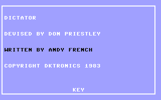 C64 GameBase Dictator Dk'Tronics_Ltd. 1983