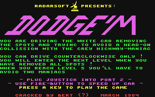 C64 GameBase Dodge'm RadarSoft 1984