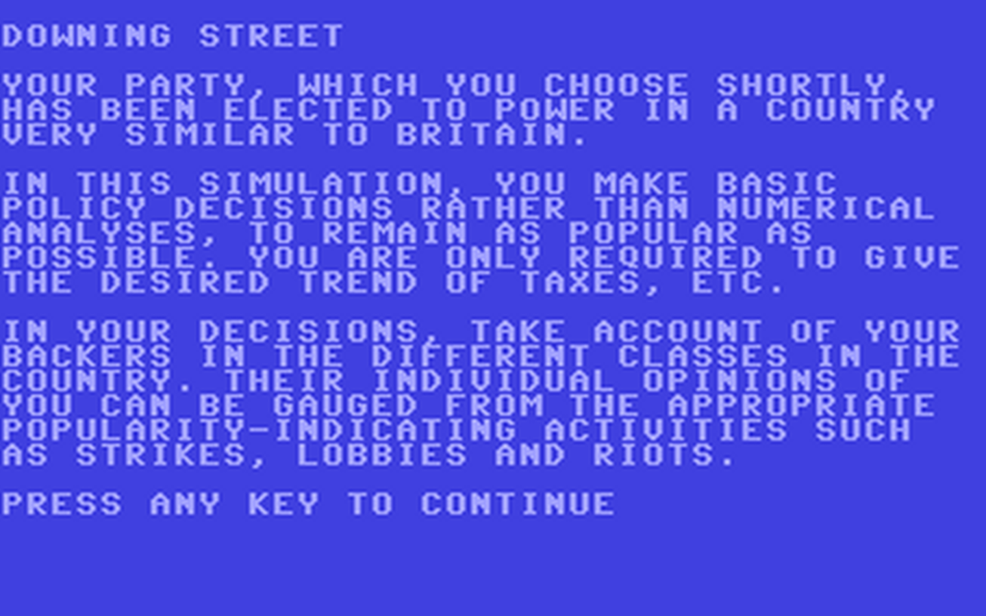 C64 GameBase Downing_Street Interface_Publications 1984