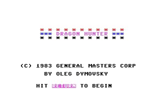 C64 GameBase Dragon_Hunter K-Tek/K-Tel_Software_Inc. 1983