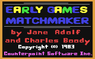 C64 GameBase Early_Games_-_Matchmaker Counterpoint_Software_Inc. 1983