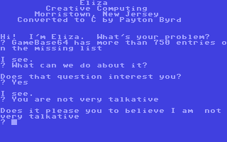 C64 GameBase Eliza Creative_Computing