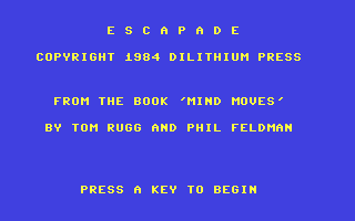 C64 GameBase Escapade dilithium_Press 1984