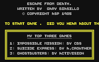 C64 GameBase Escape_from_Death Argus_Specialist_Publications_Ltd./Computer_Gamer 1985