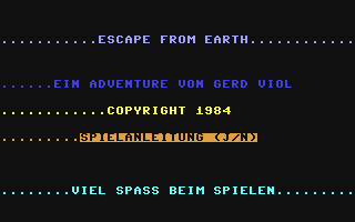C64 GameBase Escape_from_Earth CA-Verlags_GmbH/Commodore_Welt 1986