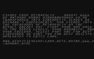 C64 GameBase Escape_from_Metropolis The_New_Dimension_(TND) 2003