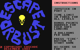 C64 GameBase Escape_or_Bust Cascade_Games_Ltd. 1984