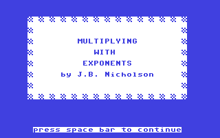 C64 GameBase Exponent_Multiplication Commodore_Educational_Software 1982